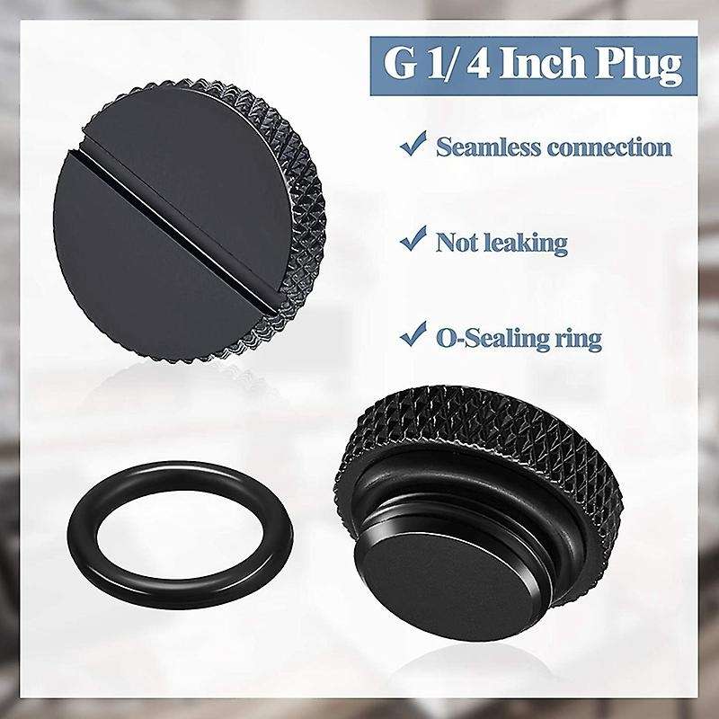 10 Pieces Black G 1/4 Inch Plug Fitting with O- Ring Water Stop Plug