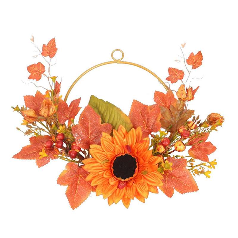 Artificial Sunflower Maple Leaf Hanging Wreath Door Hanging Decor