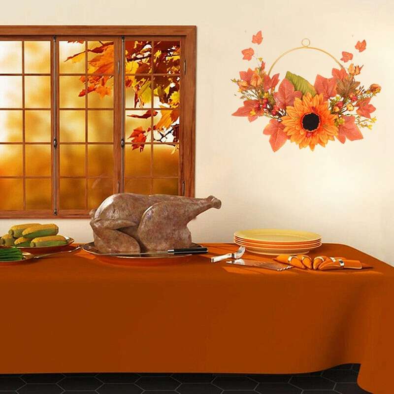 Artificial Sunflower Maple Leaf Hanging Wreath Door Hanging Decor