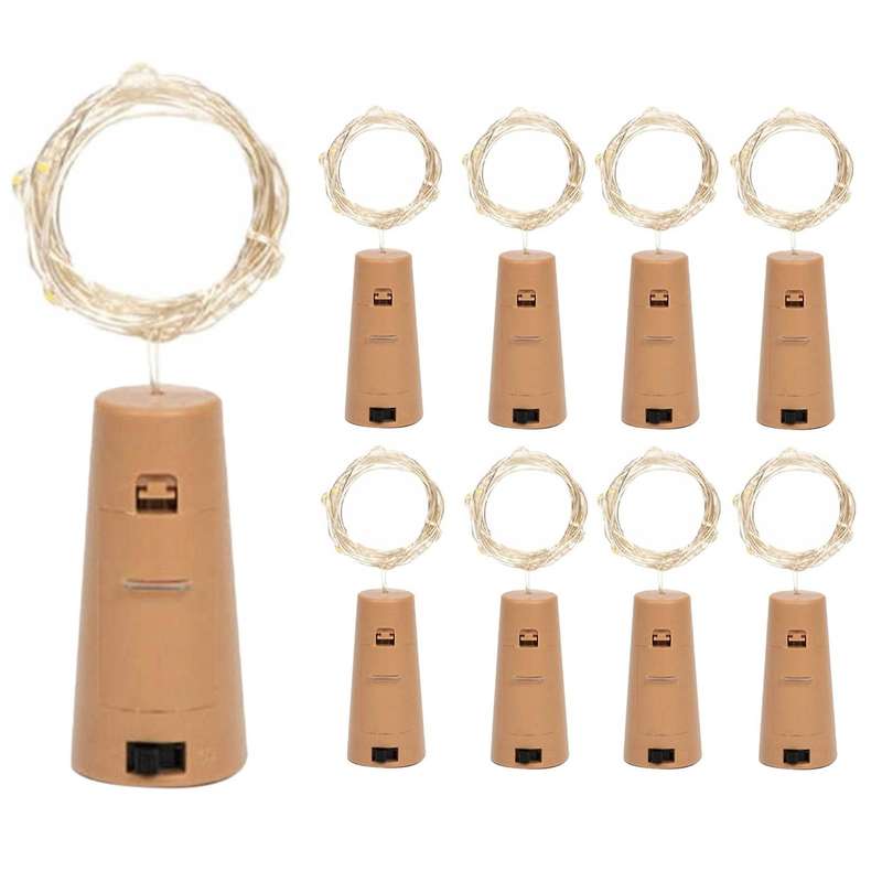 9 Pcs Cork Lamp Battery Led Lantern Christmas Decoration String 1