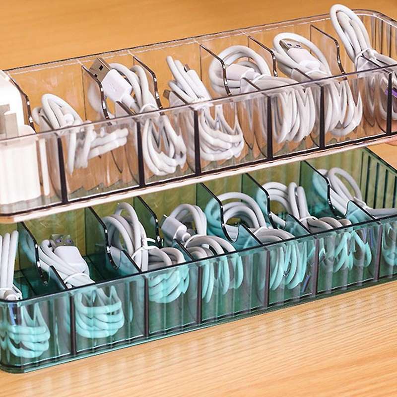 2pcs Desktop Data Cable Separation Storage Box Mobile Phone(white)