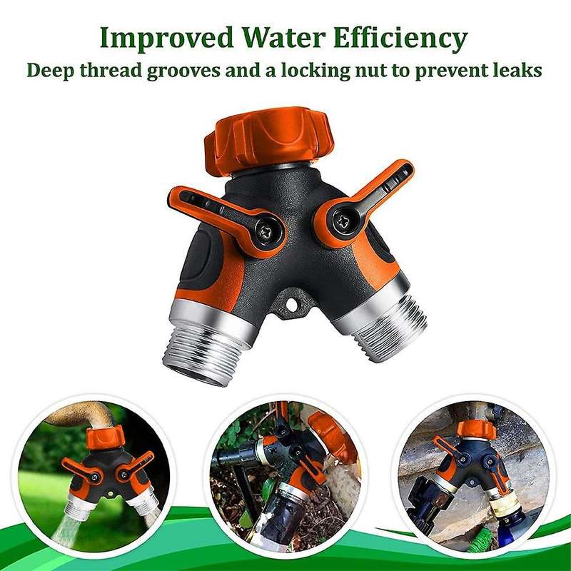 Hose Splitter 2 Way, Metal Connector, Two Way Garden Hose Splitter