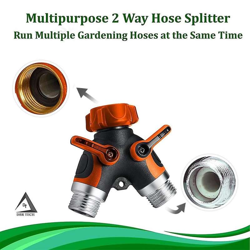 Hose Splitter 2 Way, Metal Connector, Two Way Garden Hose Splitter