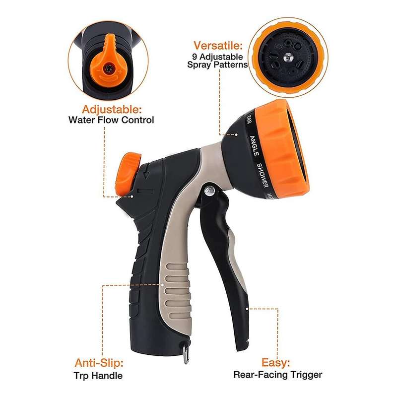 Garden Hose Nozzle - Abs Water Hose Nozzle with 9 Spray Patterns
