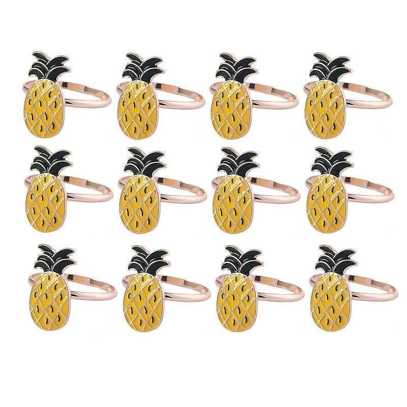 12pcs Pineapple Napkin Rings, Simple Fruit Series Napkin Rings