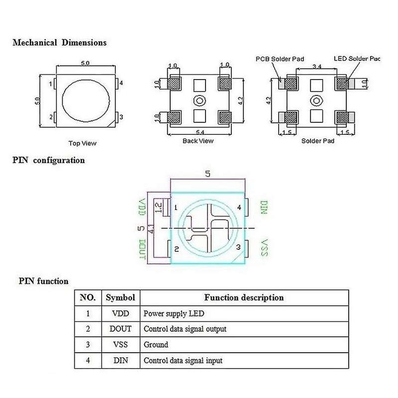 200pcs Ws2812b 5050 Rgb Led Chip Individually Addressable Pixels Chip