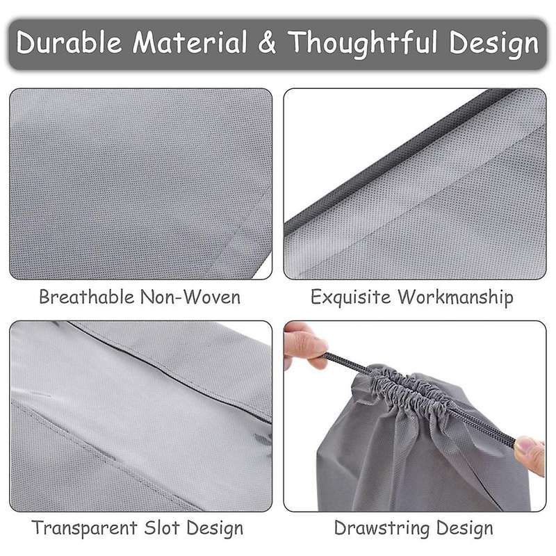 15 Pcs Travel Shoe Bag, Portable Drawstring Shoes Storage Bags Gray