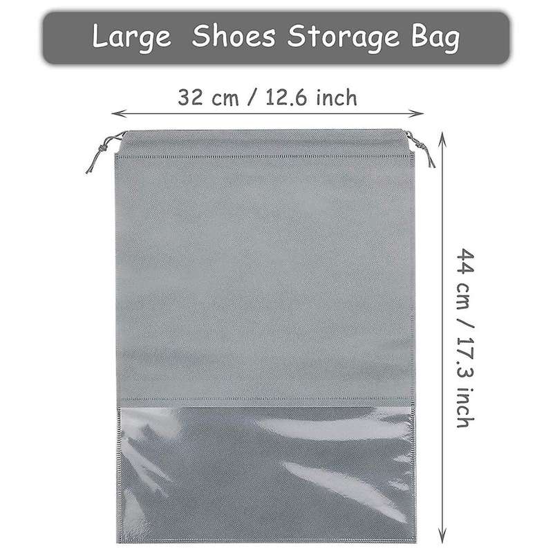 15 Pcs Travel Shoe Bag, Portable Drawstring Shoes Storage Bags Gray