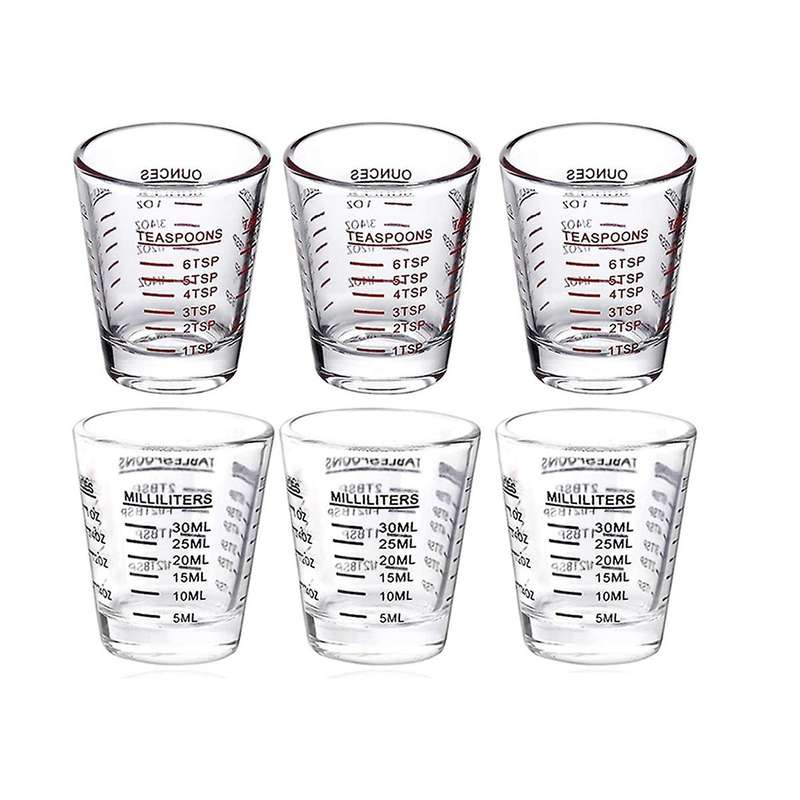 6pcs Measuring Cup Espresso Glass Measurement 1oz,6 Tsp,2 Tbs,30ml