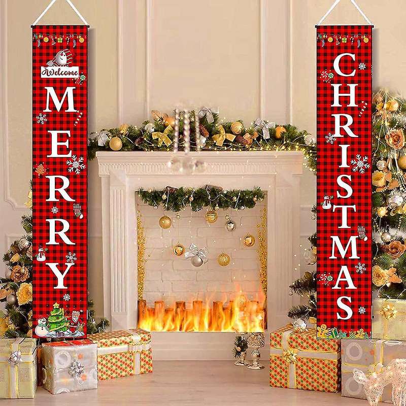 Christmas Porch Sign Christmas Banners for Indoor Outdoor Front Door