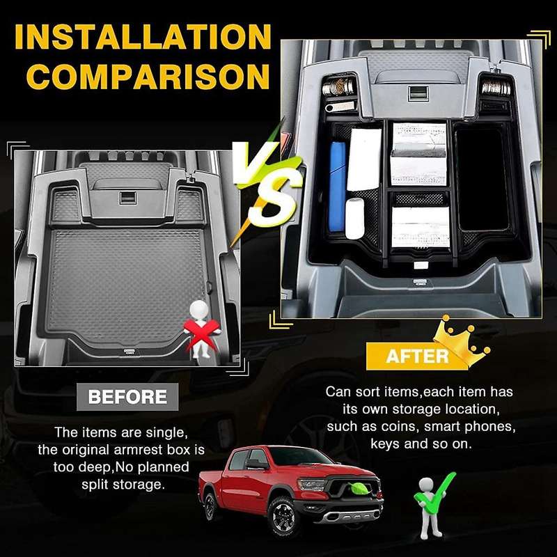 Center Console Tray Organizer for Dodge Ram 1500 2500 2021 2020 2019