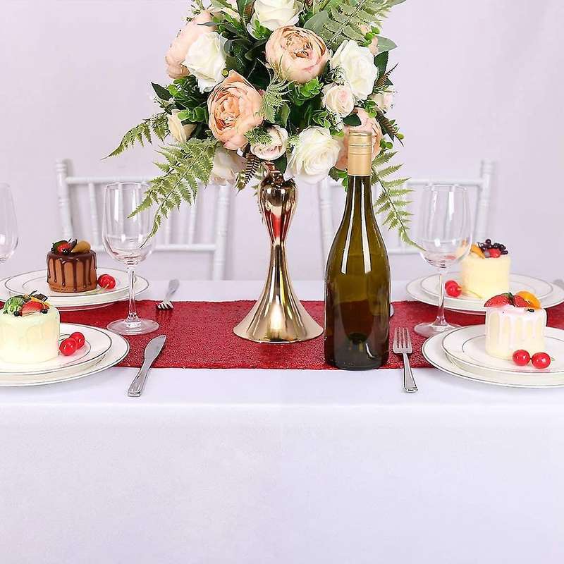 Sequin Red Table Runner 2pack 12x70.8 Inch Glitter Sequin Table