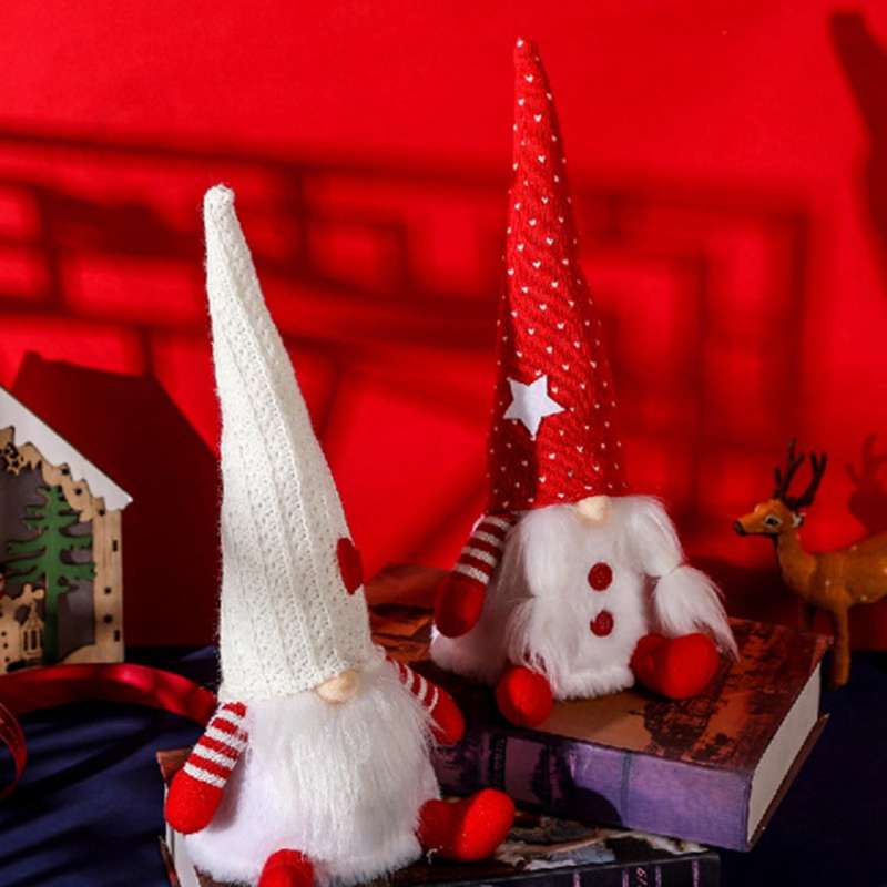 Faceless Glowing Dwarf Plush Doll Ornaments,new Year Gifts(white Hat)