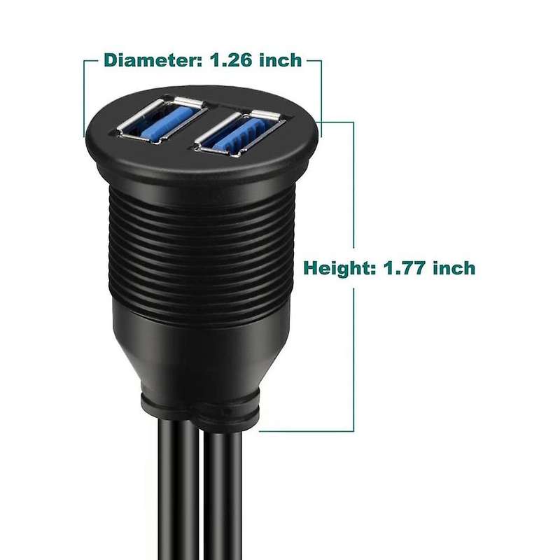 2 Ports Dual Usb 3.0 Aux Flush Mount Car Mount Extension Cable