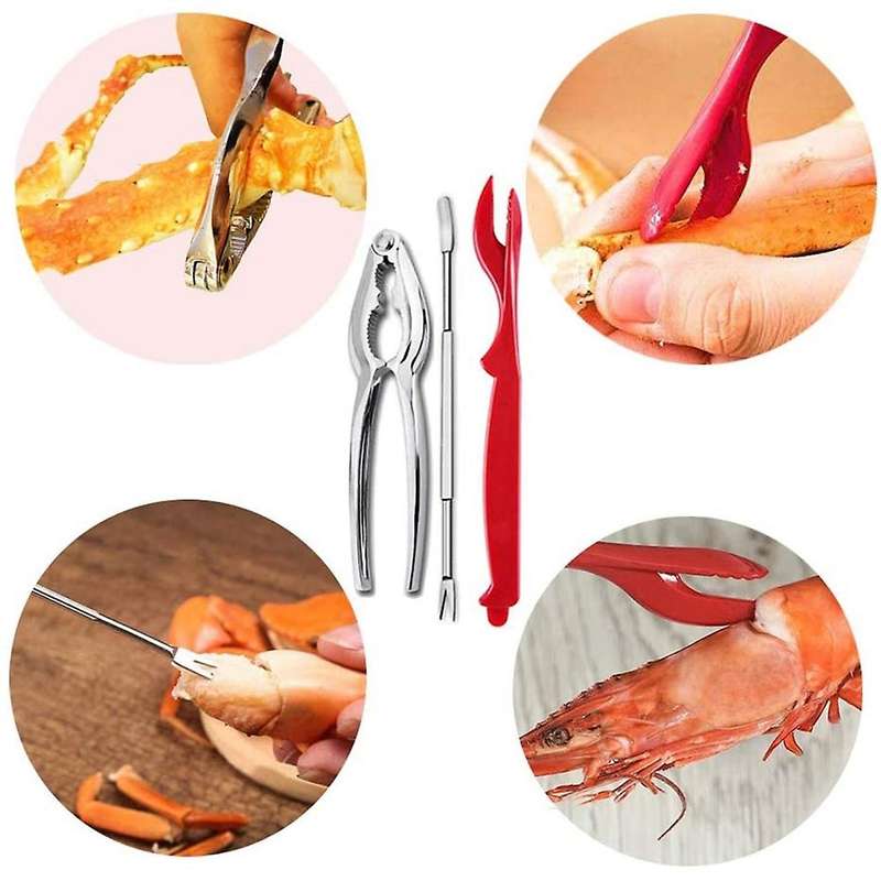 Seafood Tools Set 2 Crab Clip 2 Plastic Pick 4 Stainless Steel Forks