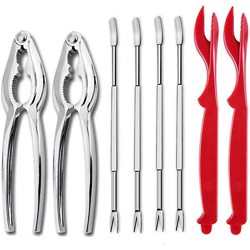 Seafood Tools Set 2 Crab Clip 2 Plastic Pick 4 Stainless Steel Forks