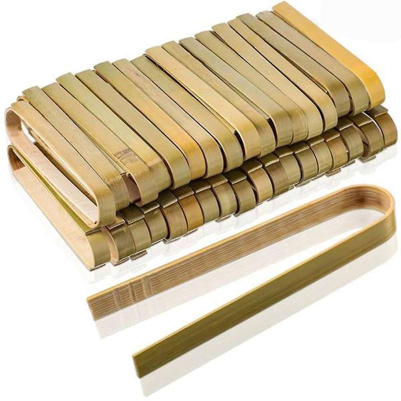 80 Pcs Mini Bamboo Disposable Bread Tongs 4 Inch Toast Tongs