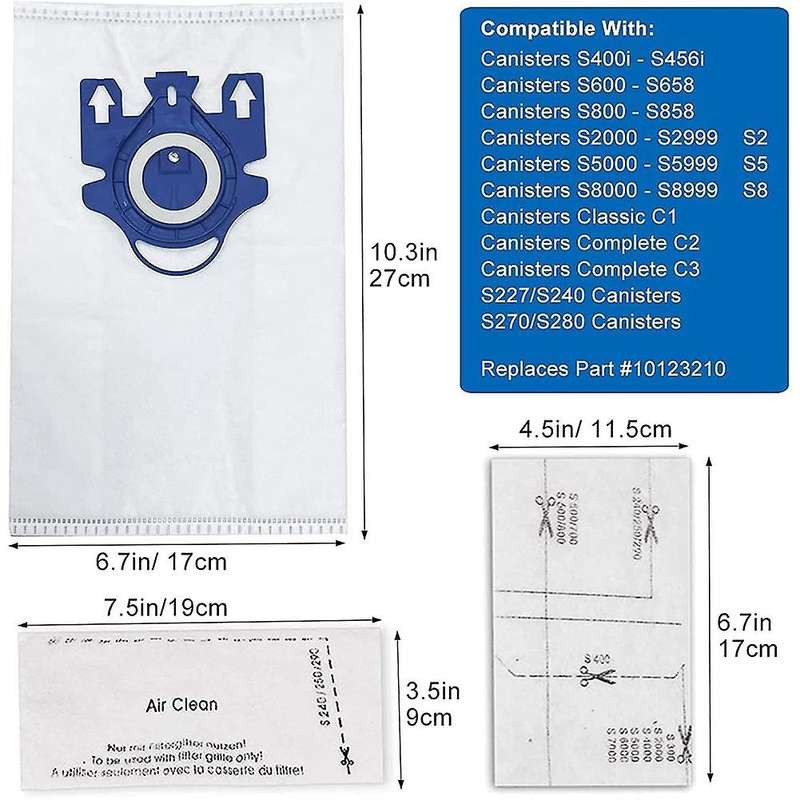 Dust Bags for Miele Gn Vacuum Cleaner Complete C3, C2, C1, S400, S600