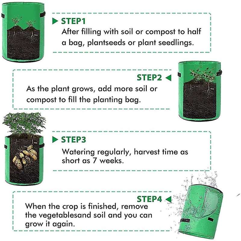 Potato Grow Bags , 2 Pack 10 Gallon Potato Growing Bags Potato