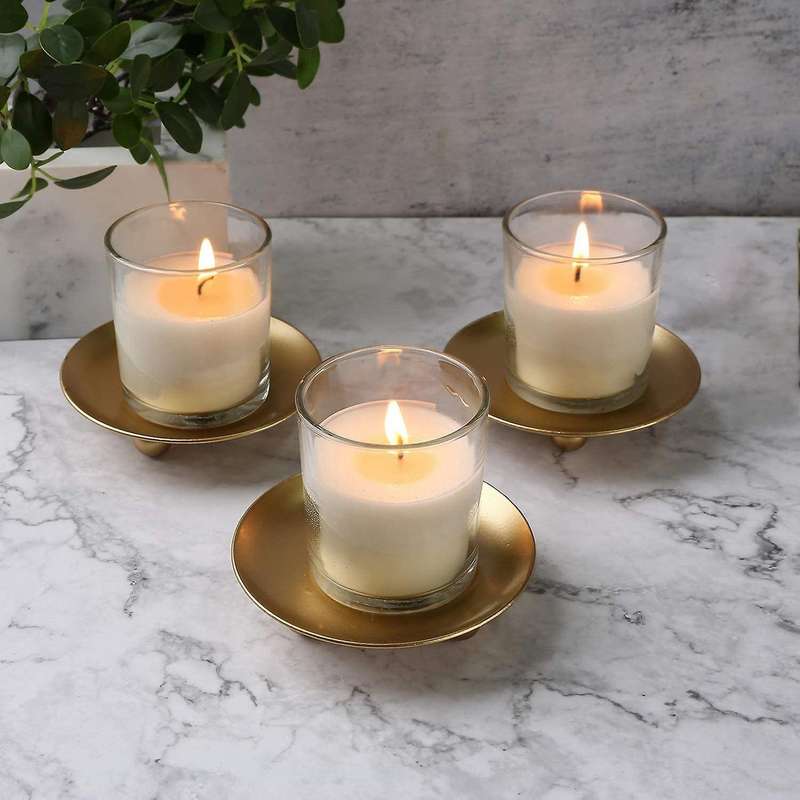 4 Pcs Gold Iron Plate Candle Holder, Decorative Pillar Candle Plate