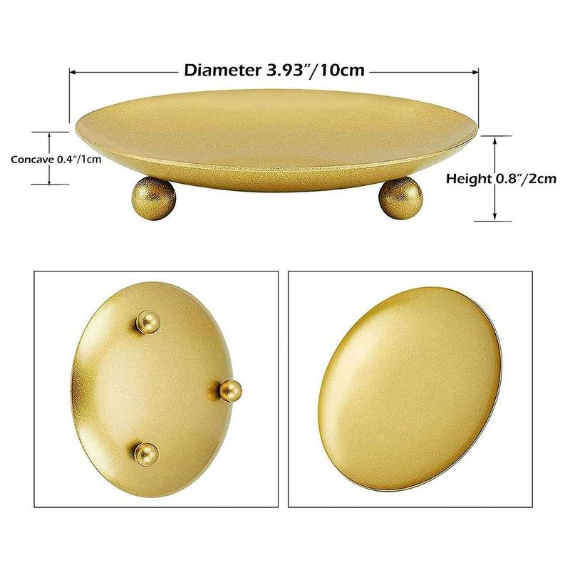 4 Pcs Gold Iron Plate Candle Holder, Decorative Pillar Candle Plate