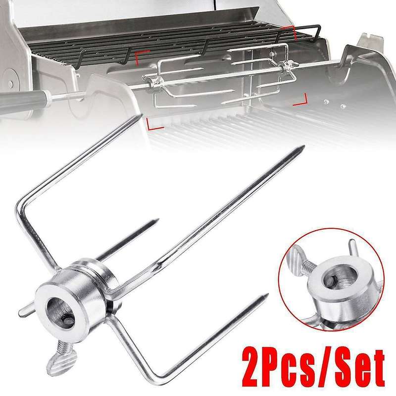 2pcs Meat Forks Clamp Grill Meatpicks Stainless Steel Barbecue Skewer