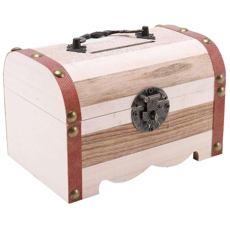 1pc Lock Wood Carving Handmade Coin Storage Box High Quality