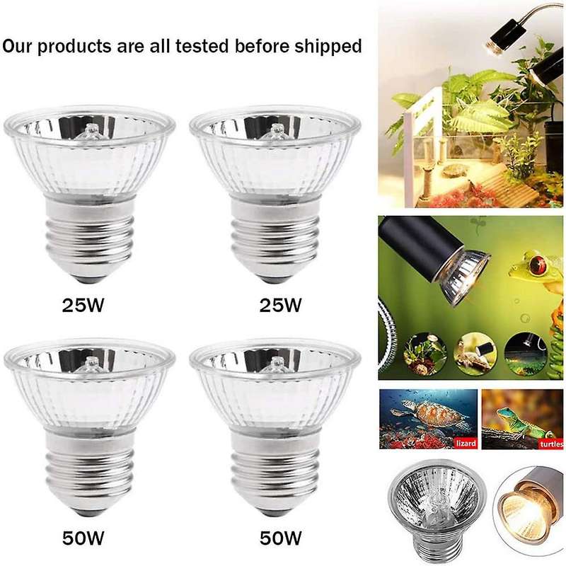 4-pack 50w 25w Uva + Uvb Full Spectrum Sun Lamp for Lizard Reptiles