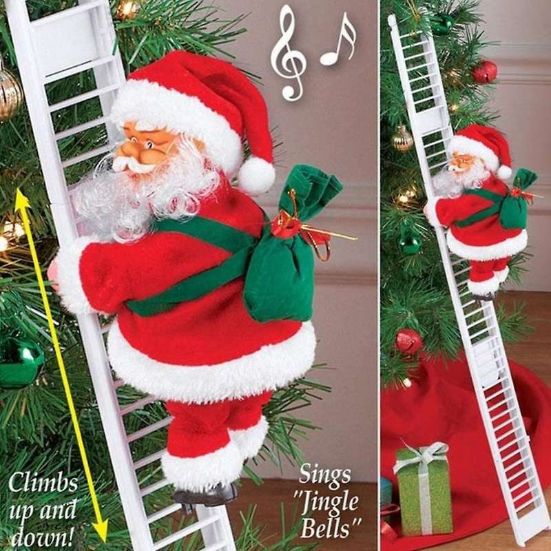 Animated Climbing Santa On Ladder Christmas Tree Decoration