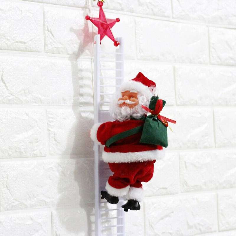 Animated Climbing Santa On Ladder Christmas Tree Decoration