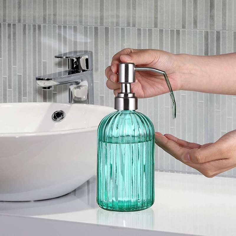 Soap Dispenser 14 Oz with Stainless Steel Pump for Bathroom Kitchen