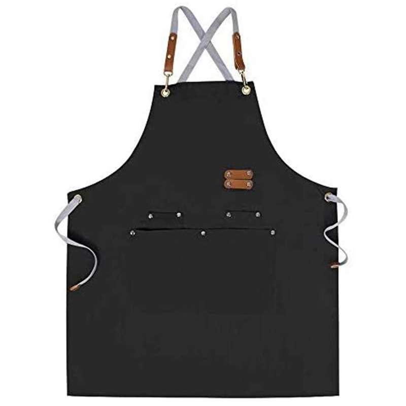 Chef Apron with Cross Straps, Cotton Apron, for Kitchen Cooking
