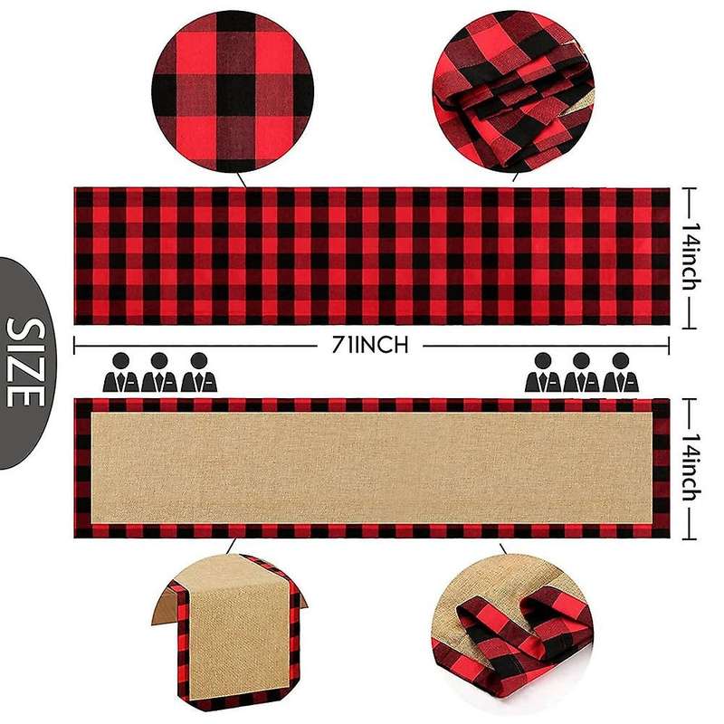 Plaid Table Runner 14x71inch Holiday Decoration Family Kitchen