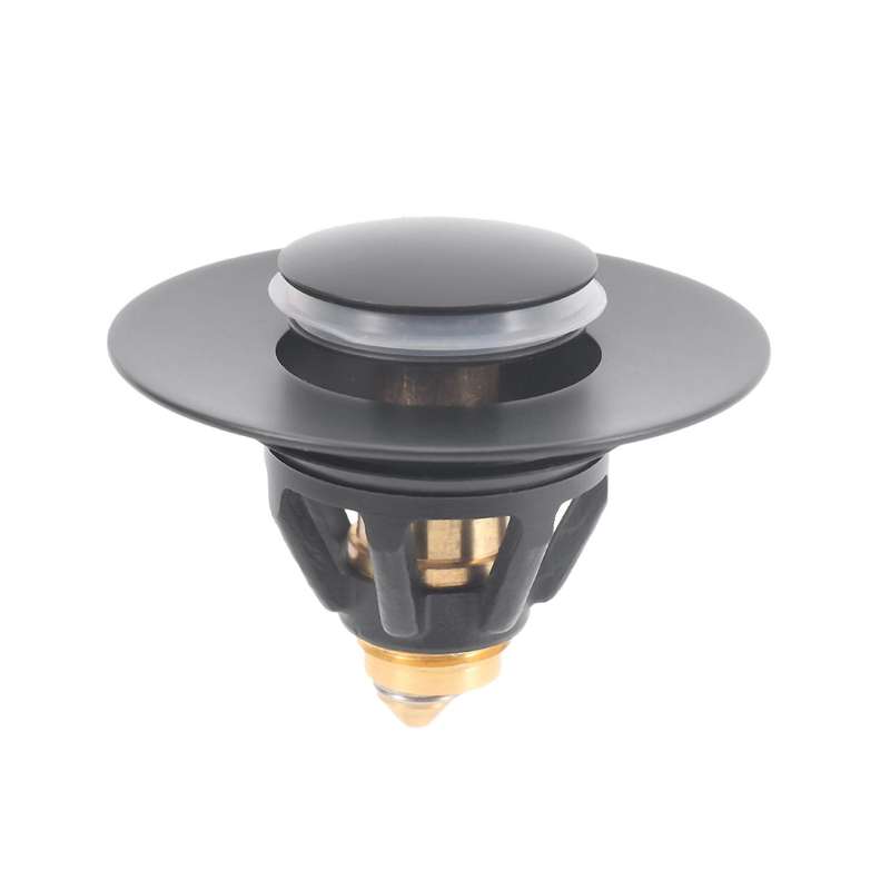 Drain Fitting Washbasin, Universal Pop-up Valve Plug, Sink (black)
