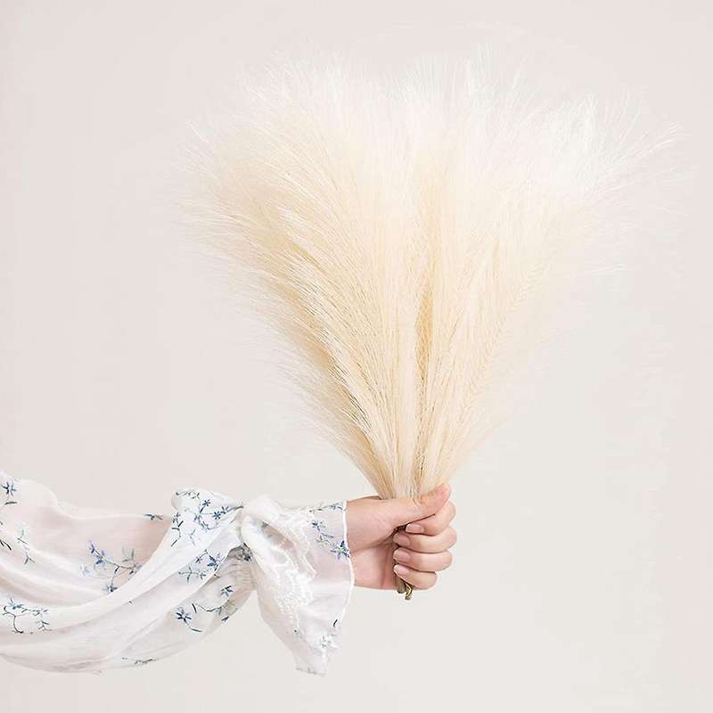 Faux Pampas Grass 17 Inch-6 Stems-beige-pampas Floral-pampas Grass