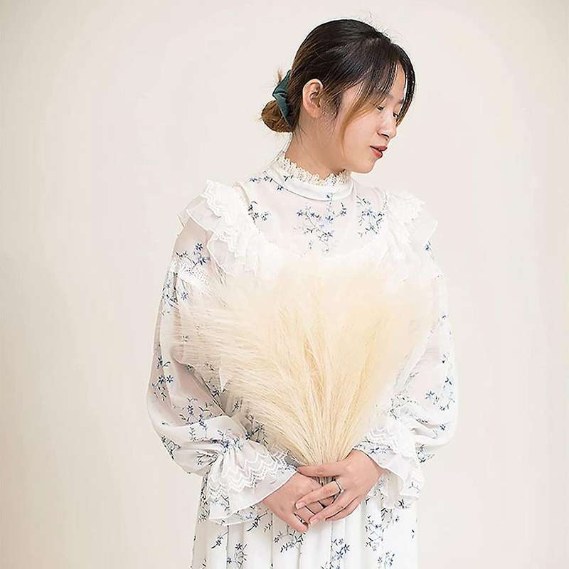 Faux Pampas Grass 17 Inch-6 Stems-beige-pampas Floral-pampas Grass