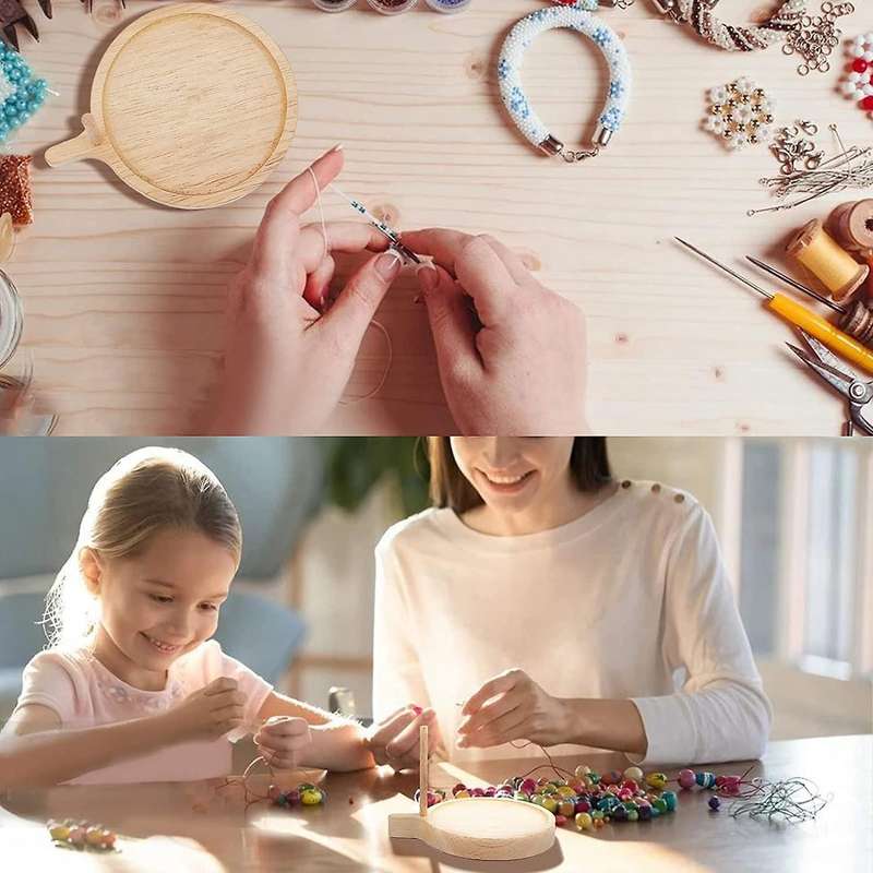 2pcs Wooden Weaving Beading Trays Kit 2 Styles Beading Tray