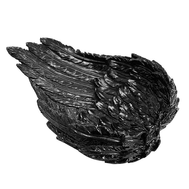 Resin Crystal Ball Base Feather Wing Crafts Ornaments Basket Black