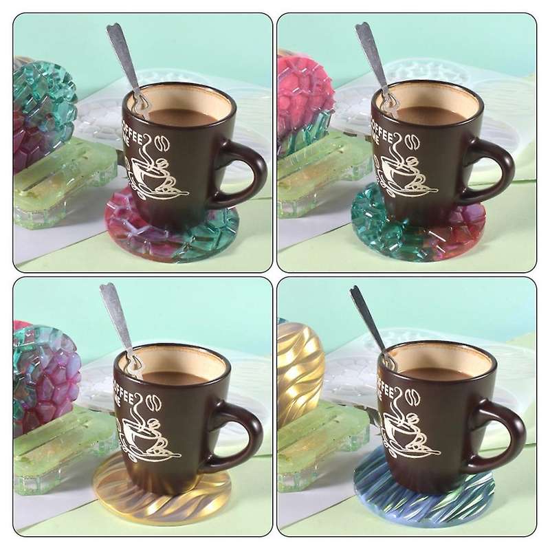 2pcs Round Coaster Sets Silicone Cup Rack Epoxy Casting Molds
