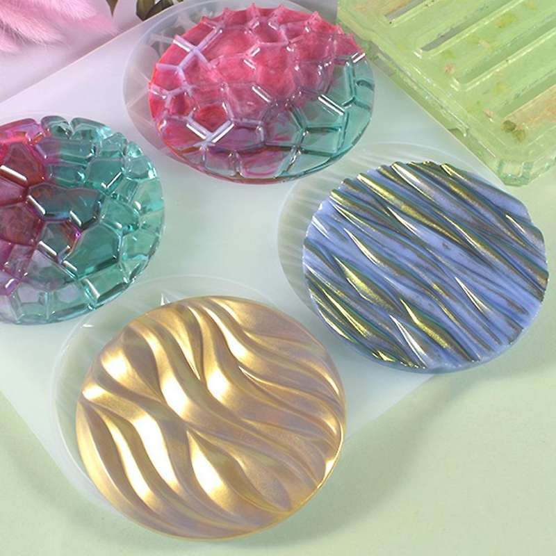 2pcs Round Coaster Sets Silicone Cup Rack Epoxy Casting Molds