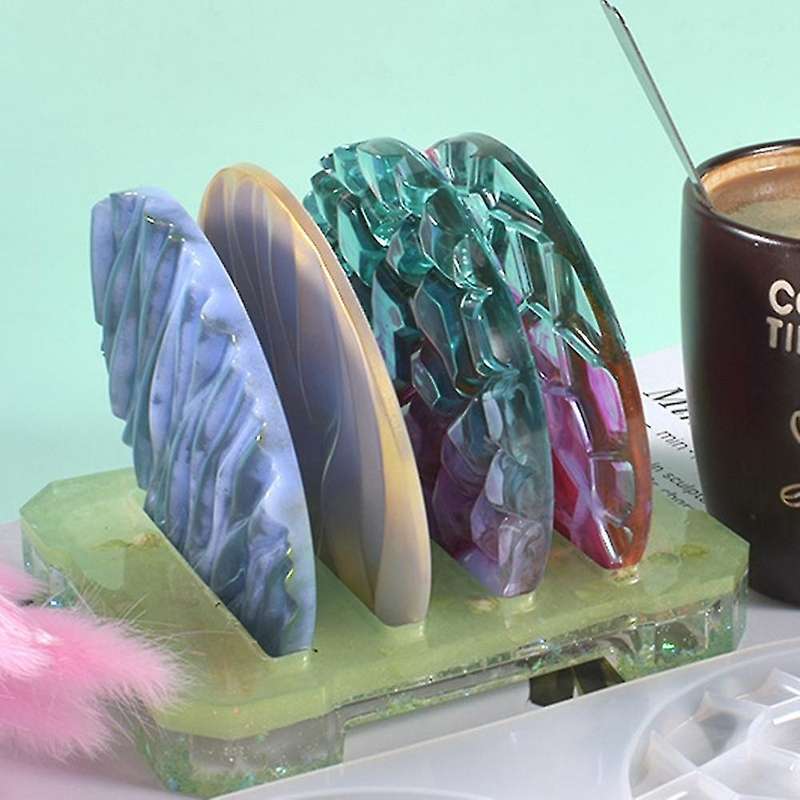 2pcs Round Coaster Sets Silicone Cup Rack Epoxy Casting Molds