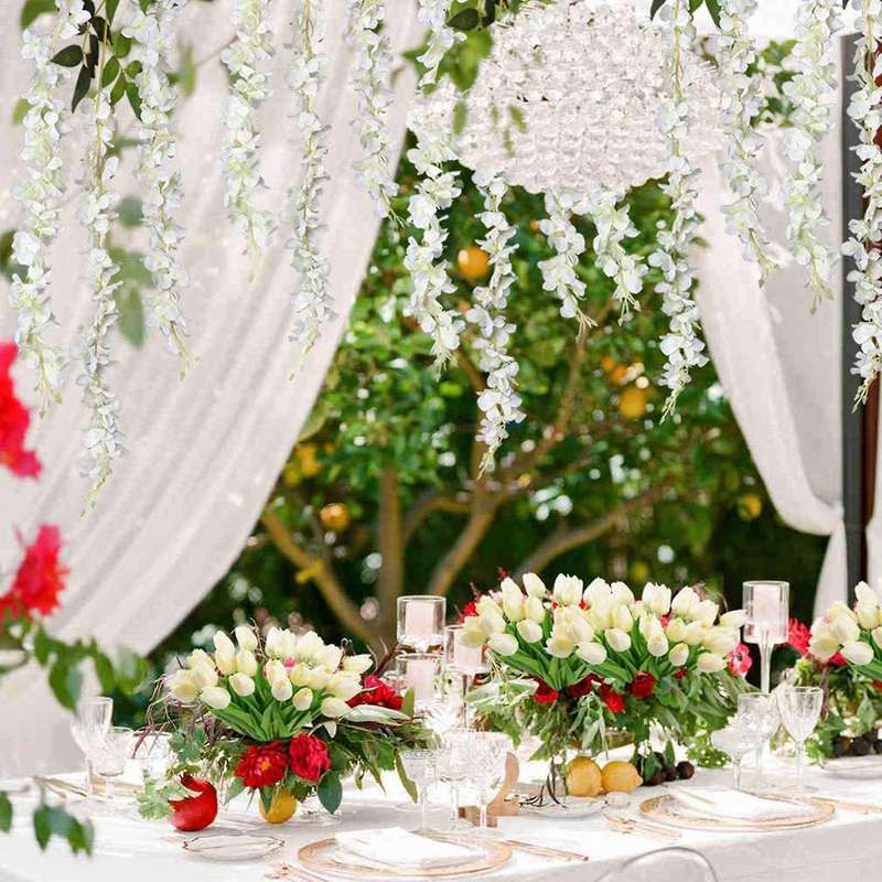 6 Pack 3.75 Feet/piece Artificial Wisteria Vine Ratta Flowers String