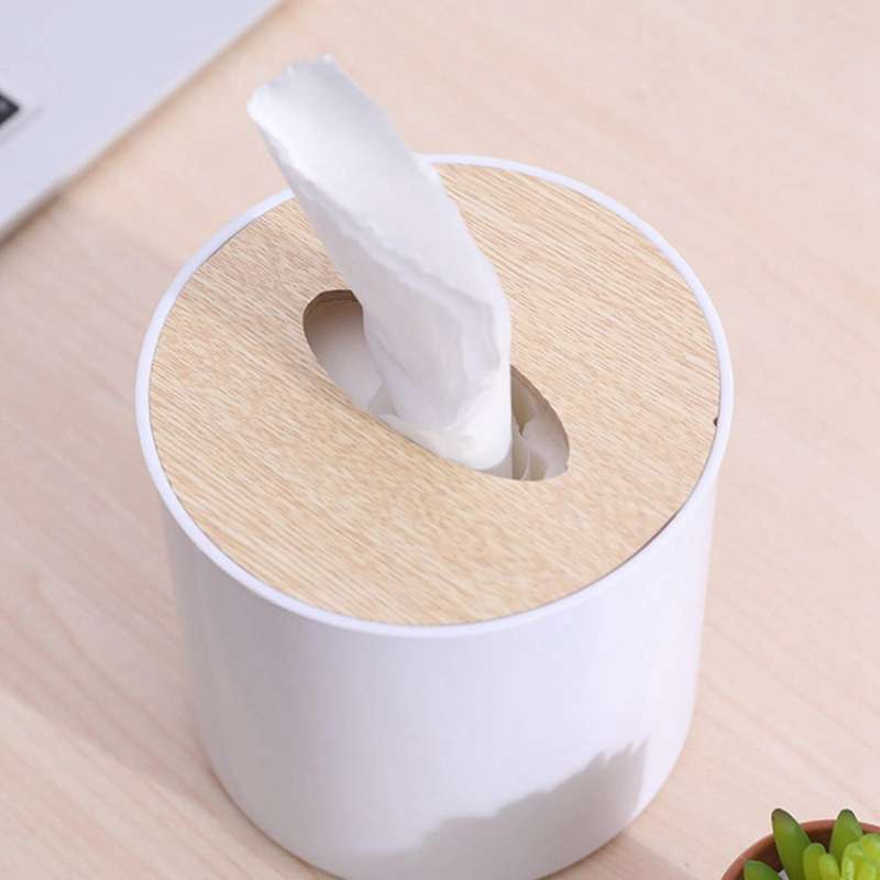 Wooden Cover Round Roll Paper Tissue Tube Household Removable Mini