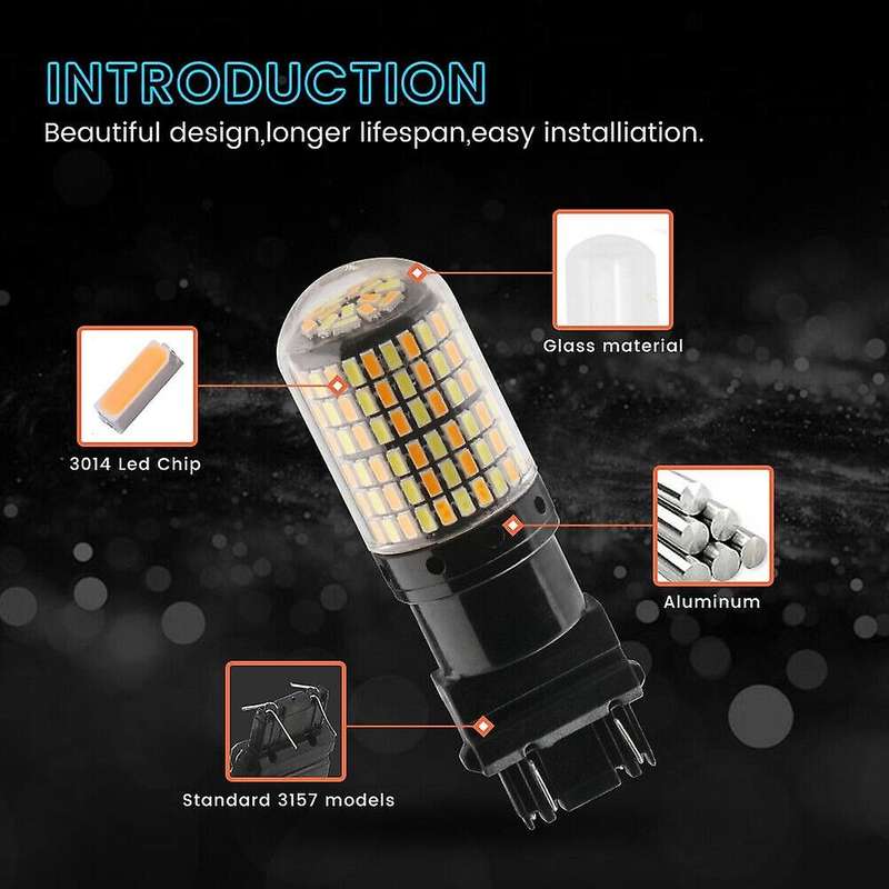 2pcs 3757 3157 4157na Led Bulb Switchback White Amber Signal Light