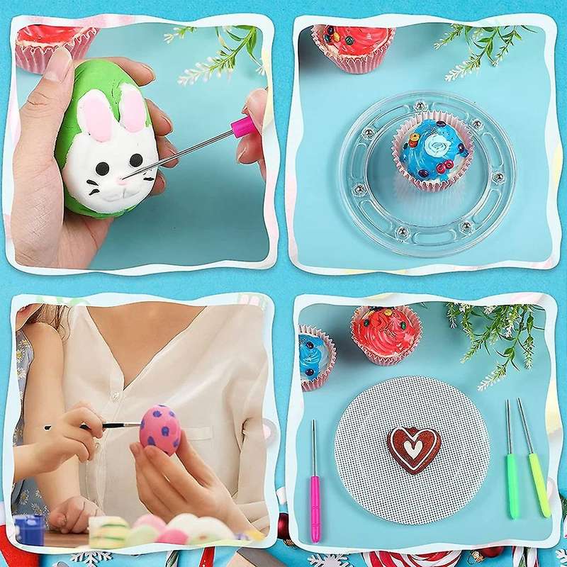 14 Pieces Cookie Decorating Kit Including Turntable, 2 Silicone Mats