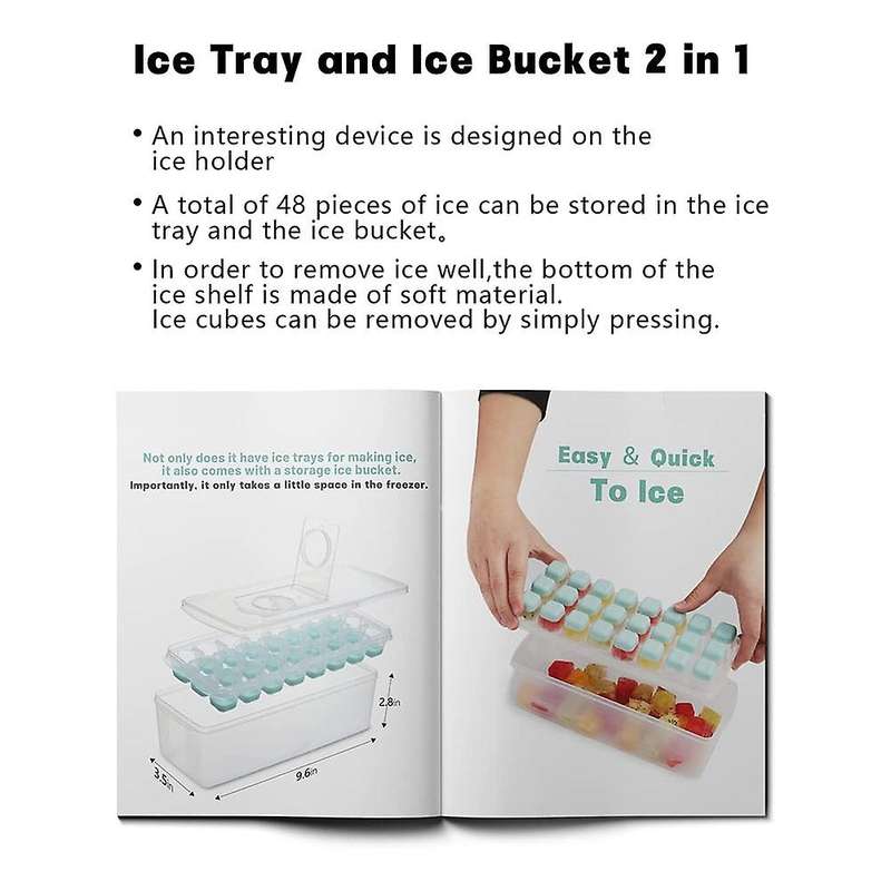 Ice-cube Tray with Lid and Bin, for Freezer,comes with Ice Container