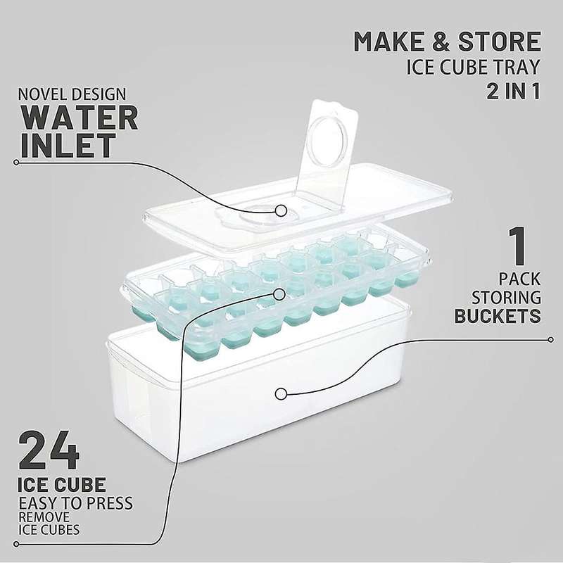 Ice-cube Tray with Lid and Bin, for Freezer,comes with Ice Container