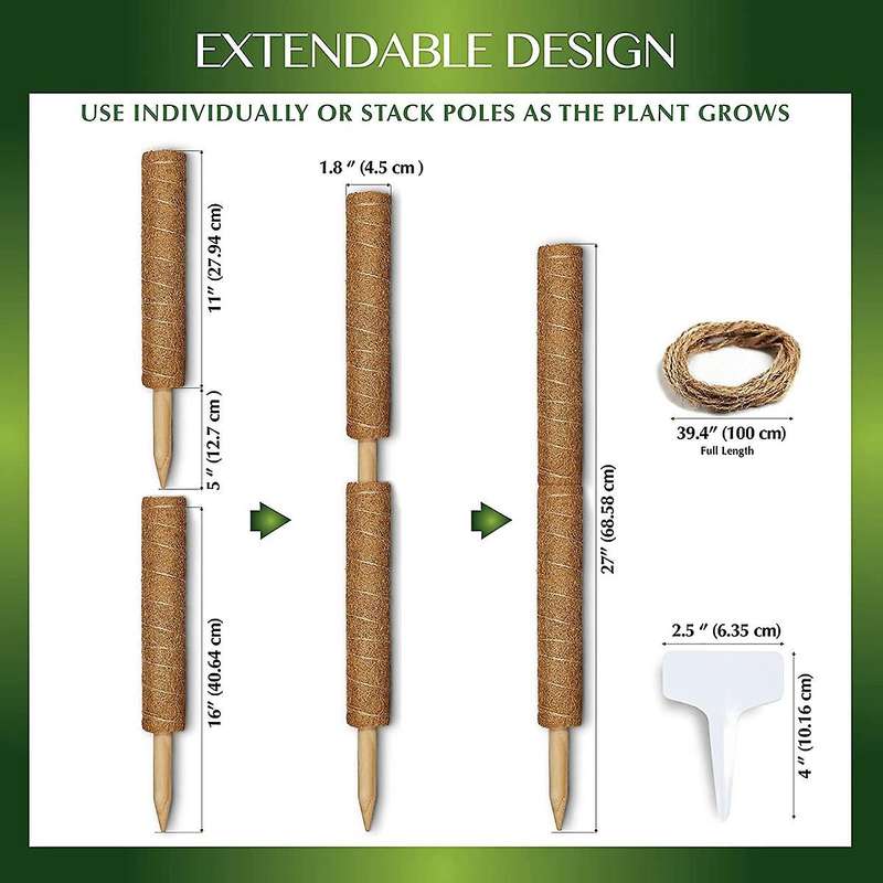 2 Pack Moss Poles for Indoor Plant Support,potted Plants Grow Upwards