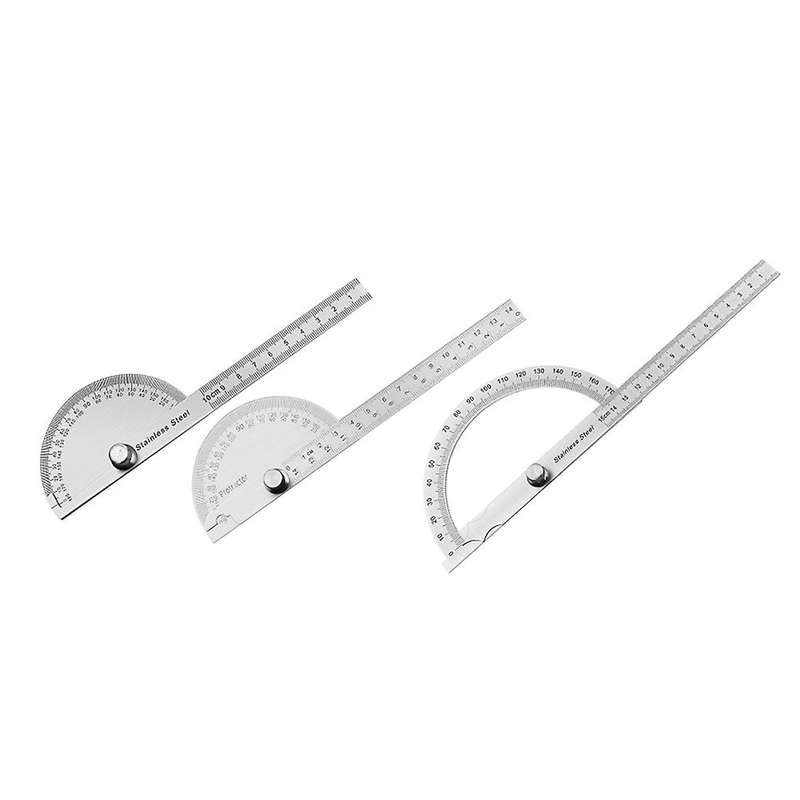 180 Degree Protractor Metal Angle Finder Goniometer Angle Ruler 3pcs