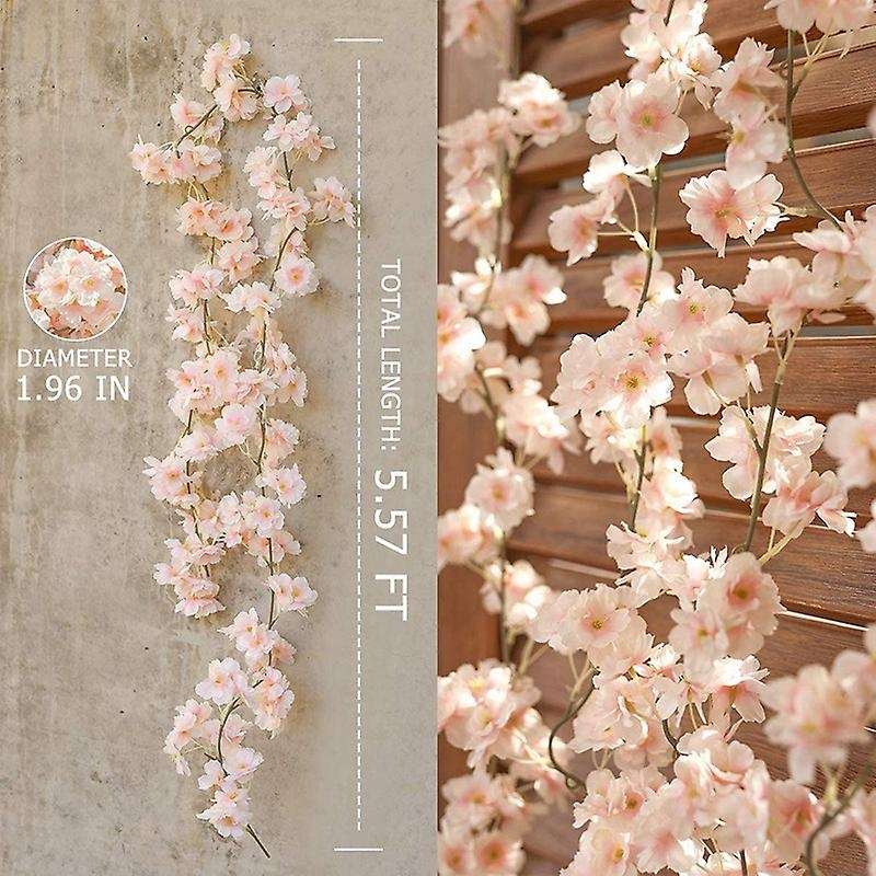 Artificial Cherry Blossom Garland Hanging Vine Silk Garland (2, Pink)